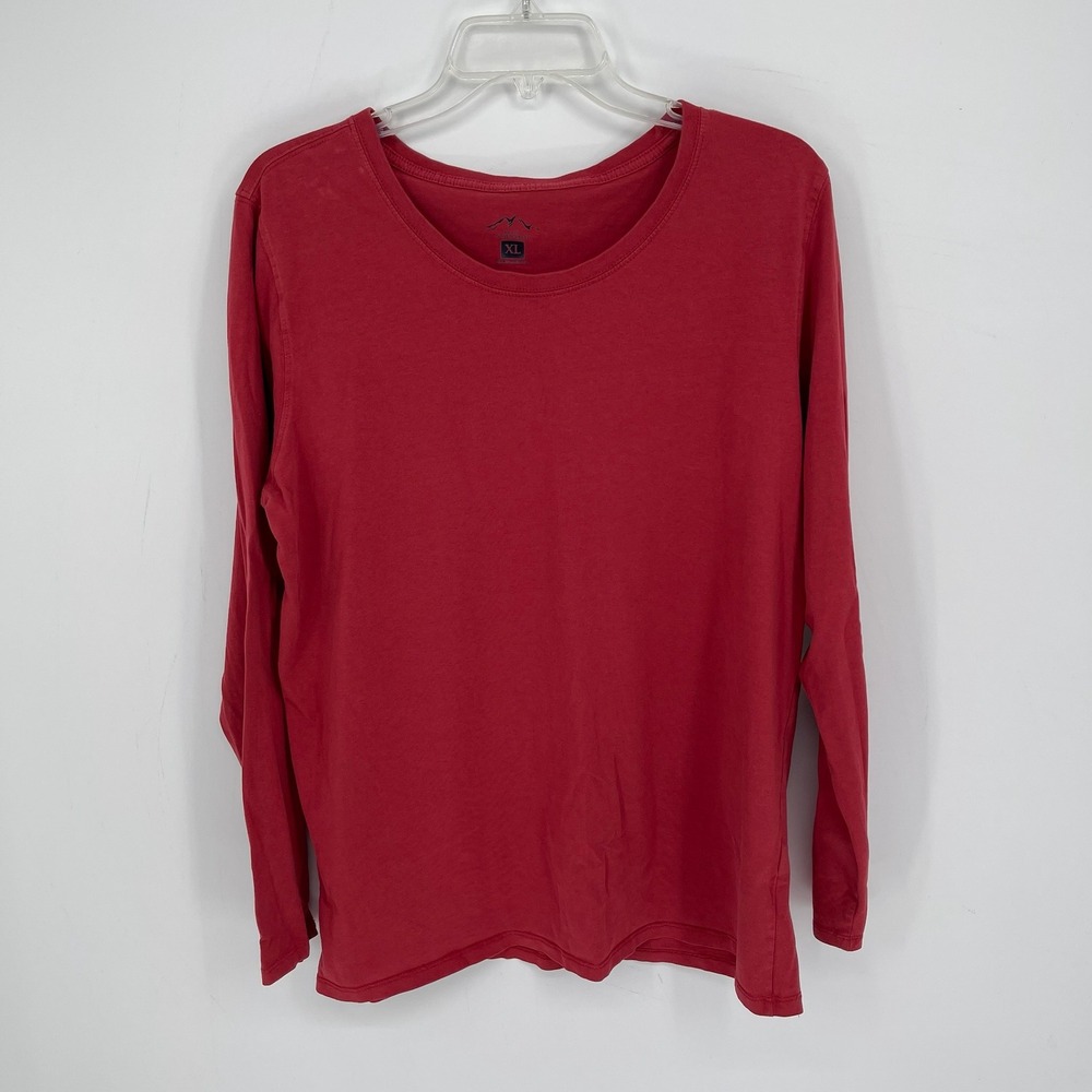 Blue Mountain Women's Red Long Sleeve Scoop Neck Cotton‎ Stretch T-Shirt Size XL